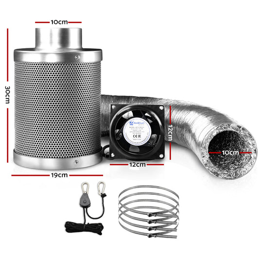 4 inch Hydroponics Vent Fan Carbon Filter Duct Ventilation Kit