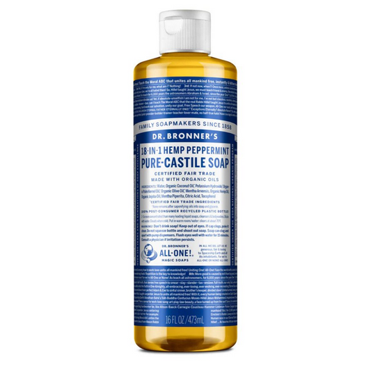 Dr Bronners 18 in 1 Peppermint Pure Castile Liquid Soap 473ml