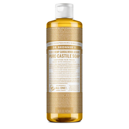 Dr Bronners 18 in 1 Sandalwood Jasmine Pure Castile Liquid Soap 473ml