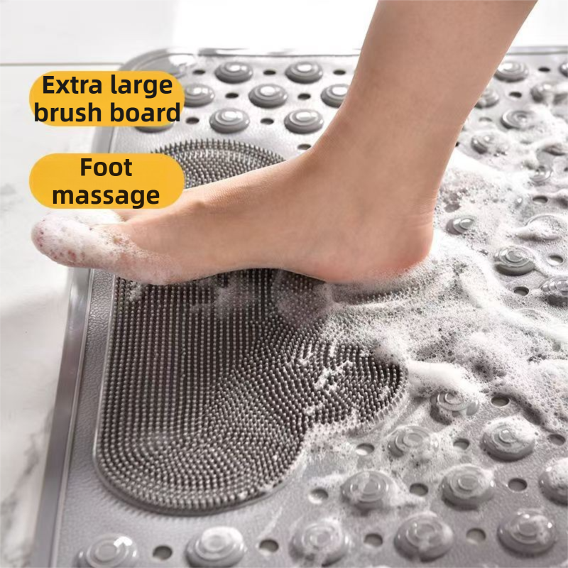 Pink Eco-Friendly Bath Mat with Massage Points - Anti-Slip Suction Cup Safety Bathroom Rug (M Size 75.5X44x2 CM)