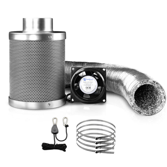 4 inch Hydroponics Vent Fan Carbon Filter Duct Ventilation Kit