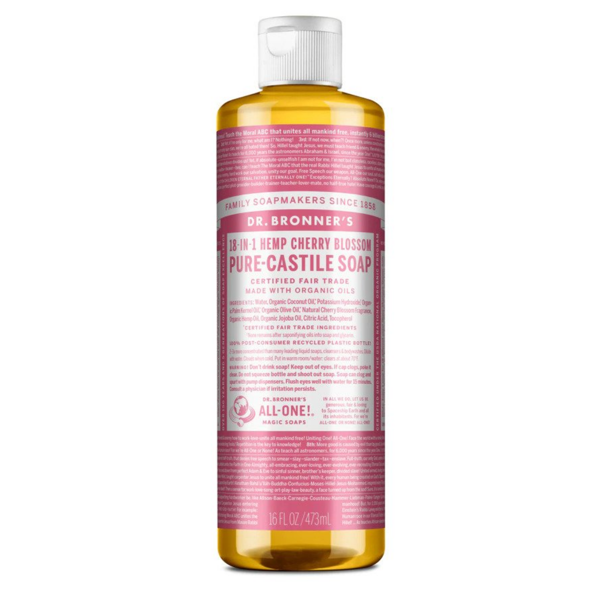 Dr Bronners 18 in 1 Cherry Blossom Pure Castile Liquid Soap 473ml