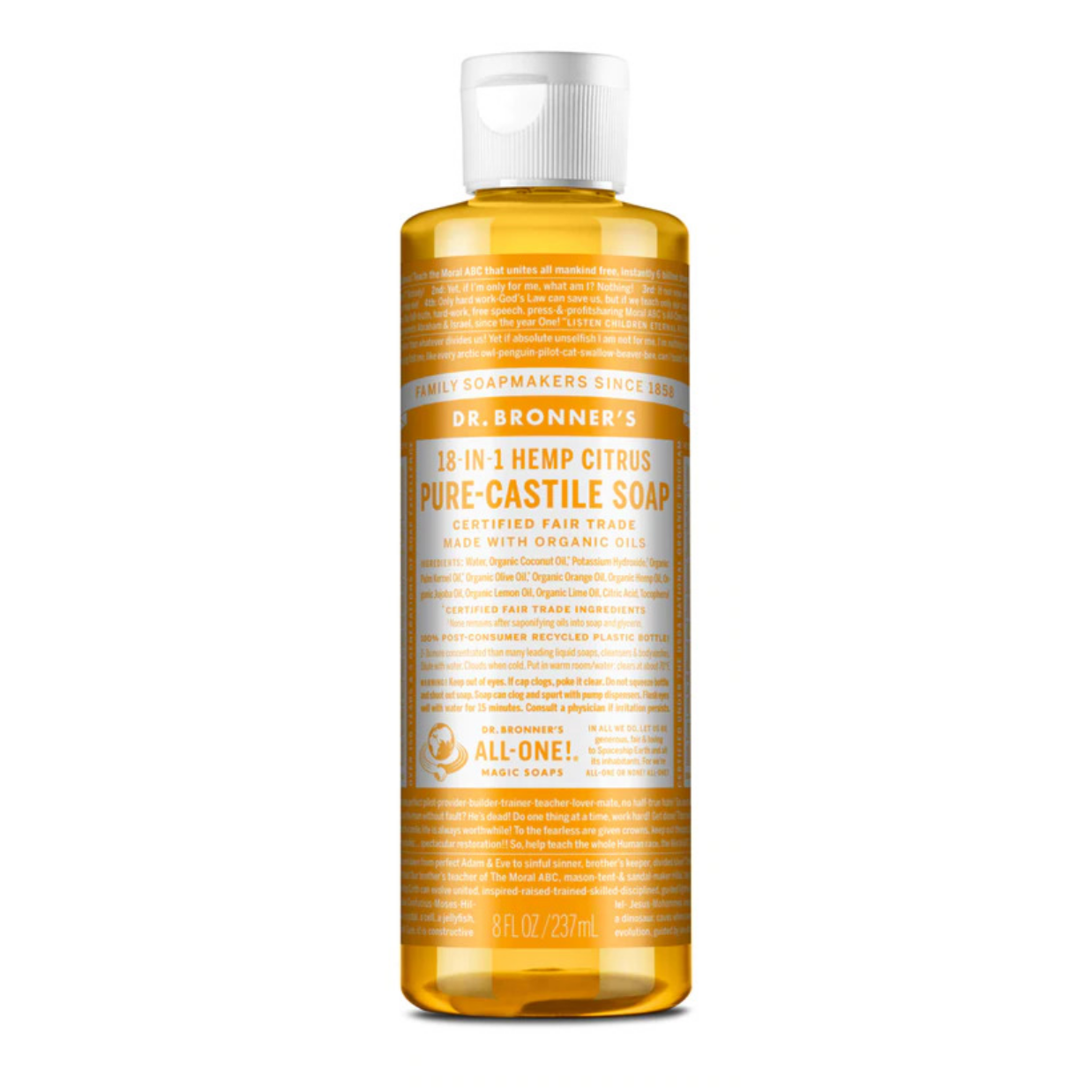 Dr Bronners 18 in 1 Citrus Pure Castile Liquid Soap 237ml