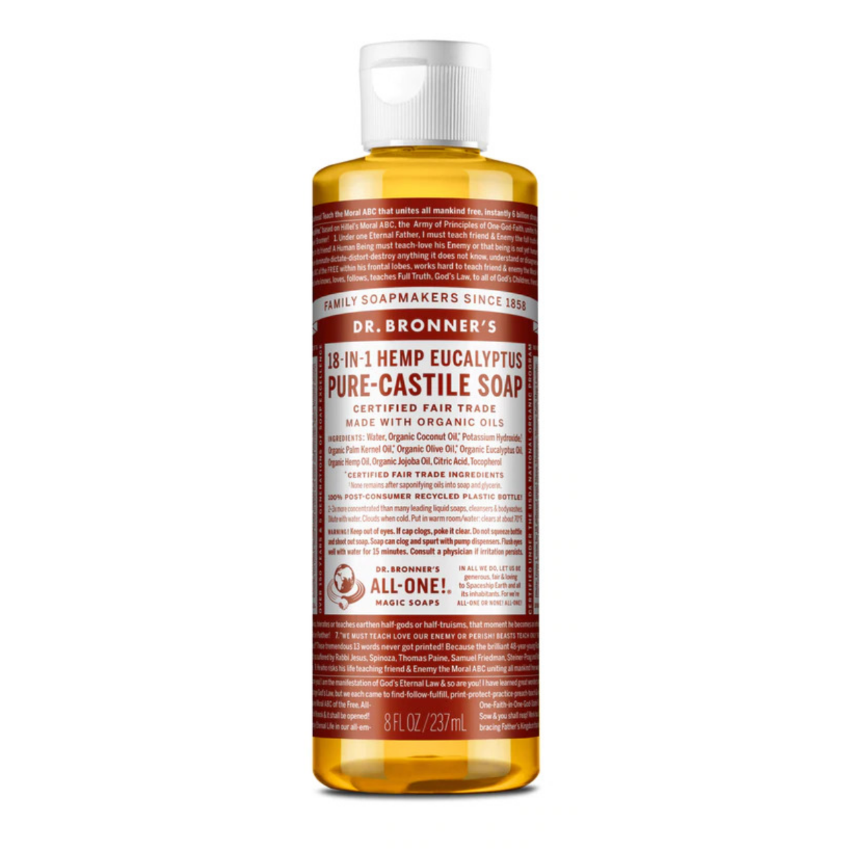 Dr Bronners 18 in 1 Eucalyptus Pure Castile Liquid Soap 237ml