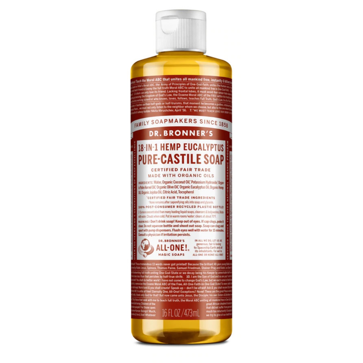 Dr Bronners 18 in 1 Eucalyptus Pure Castile Liquid Soap 473ml