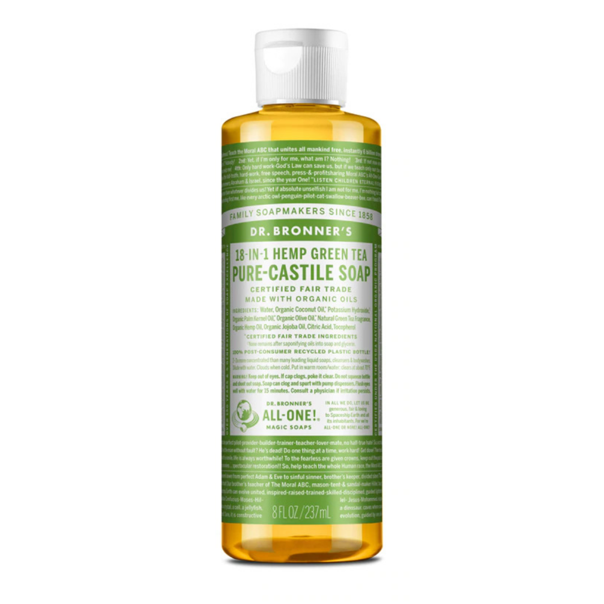 Dr Bronners 18 in 1 Green Tea Pure Castile Liquid Soap 237ml