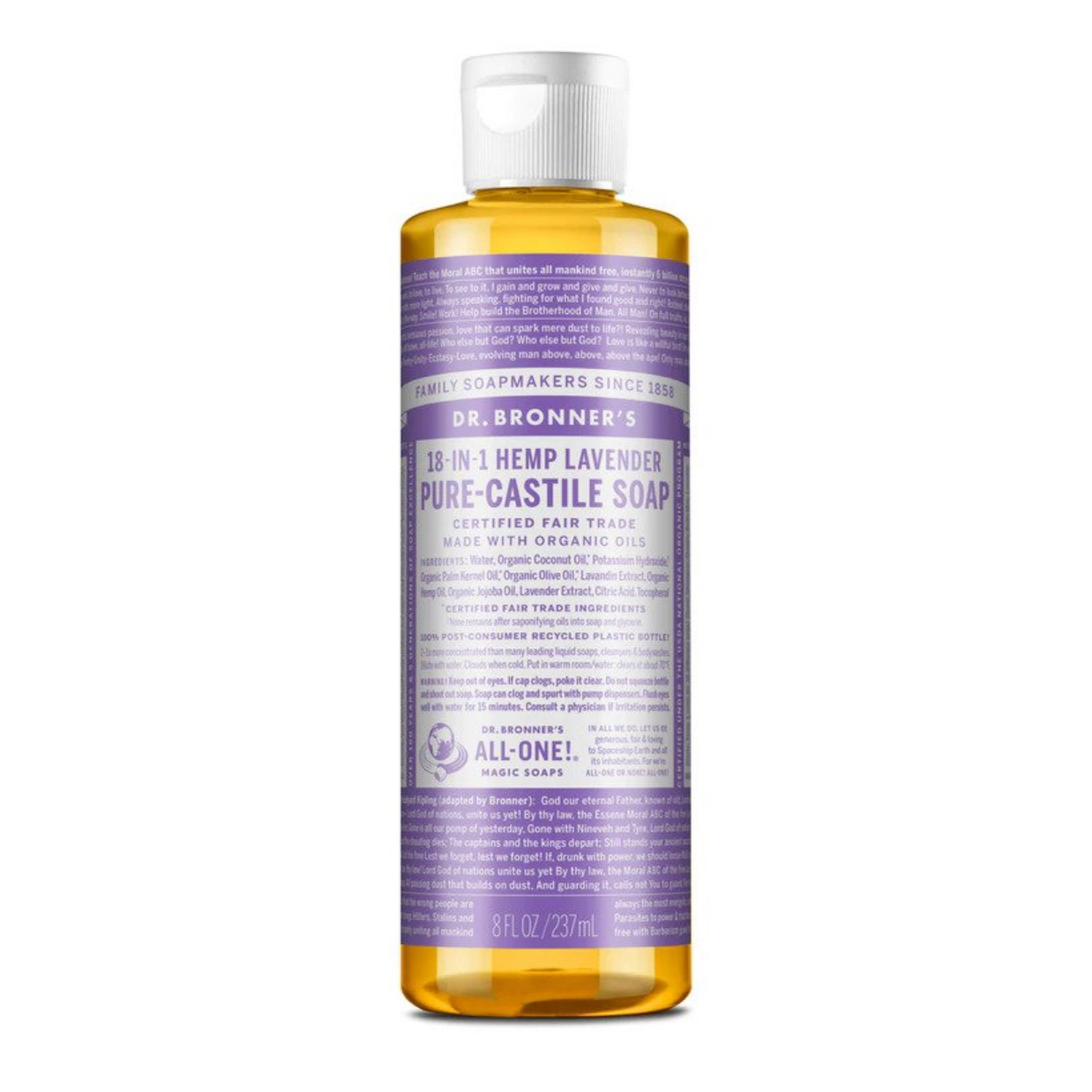 Dr Bronners 18 in 1 Lavender Pure Castile Liquid Soap 237ml