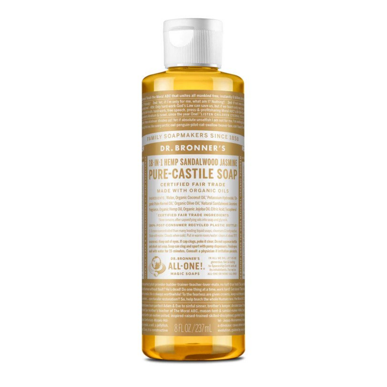 Dr Bronners 18 in 1 Sandalwood Jasmine Pure Castile Liquid Soap 237ml