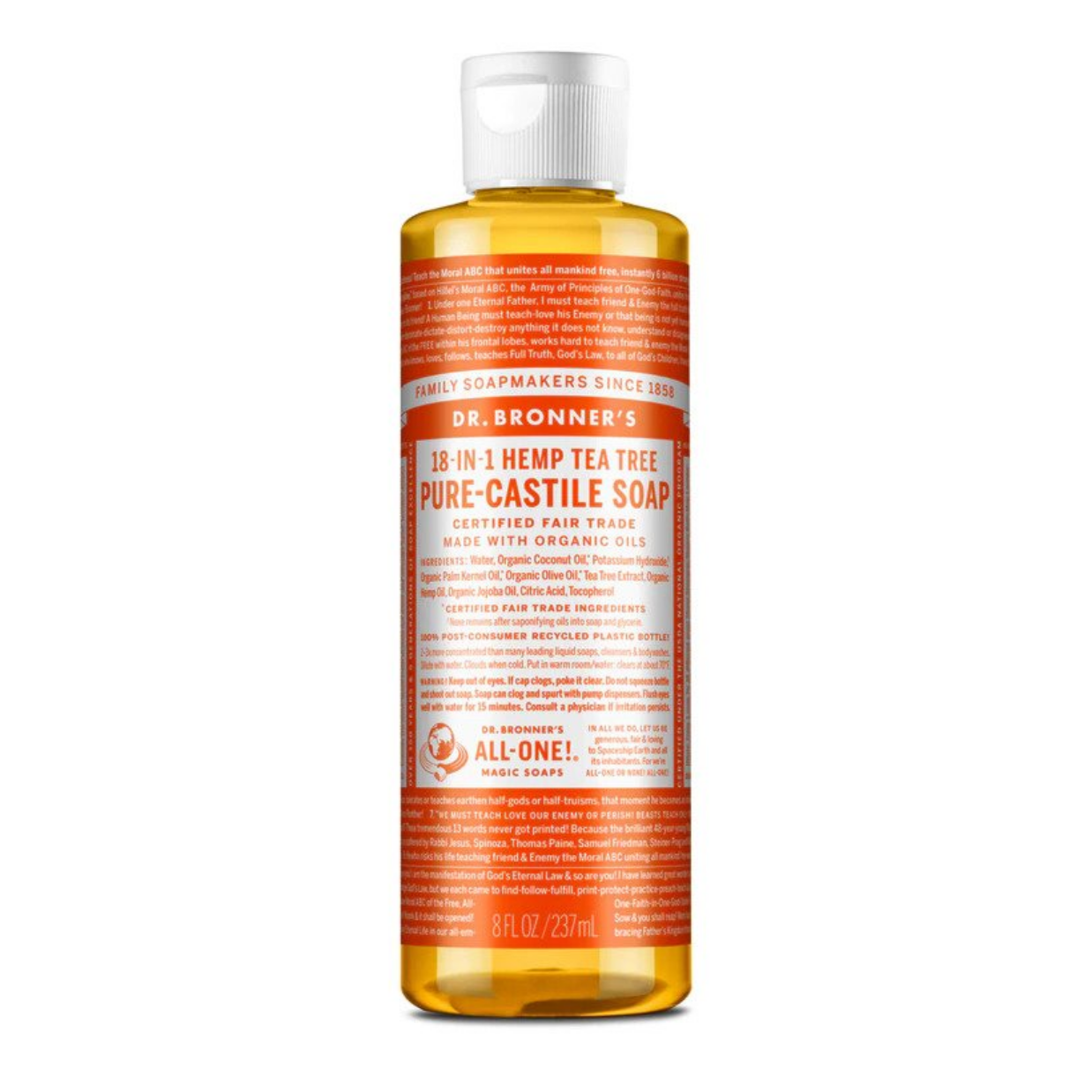 Dr Bronners 18 in 1 Tea Tree Pure Castile Liquid Soap 237ml